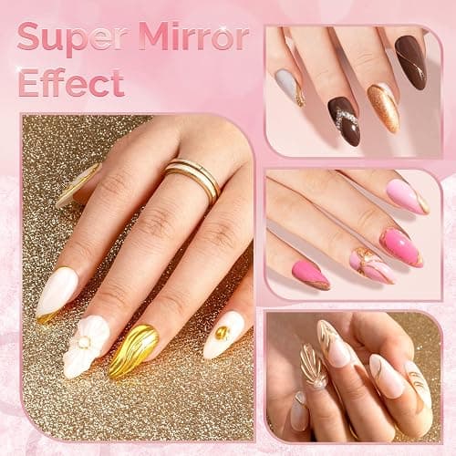 MelodySusie 16Pcs Chrome Nail Powder for Gel Nails,Metallic Mirror Effect Pigment Stylish and Technological Fine Glitter for Home DIY Salon Use thumbnail 2