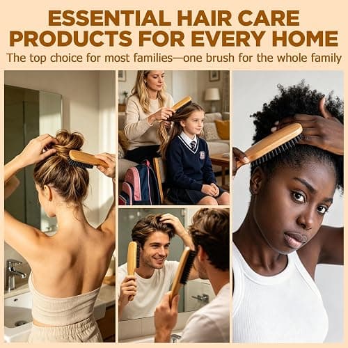 Boar Bristle Slick Back Hair Brush for Smooth Flyaways, Frizz, Sleek Ponytail, Buns and Edge Baby Hair, Teasing | Hair Comb, Edge Brush, Teasing Brush Styling Accessories for All Hair Types thumbnail 8