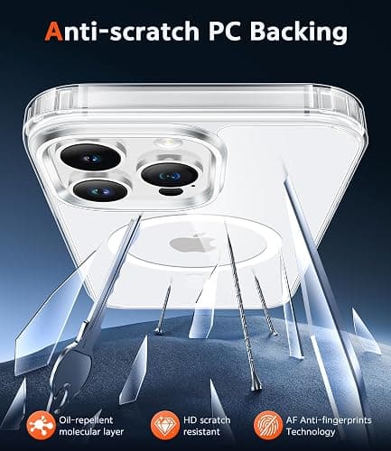 FNTCASE for iPhone 14 Pro Case: Clear Magnetic Phone Cases with Screen Protector Compatible with Magsafe Slim Anti Yellowing Rugged Shockproof Protective Transparent Cell Phone Cover (A-Clear) thumbnail 5