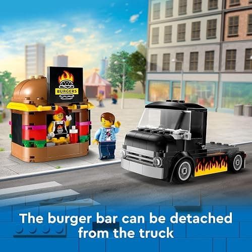 LEGO City Burger Truck Toy Building Set, Fun Gift for Kids Ages 5 Plus, Burger Van and Kitchen Playset, Vendor Minifigure and Accessories, Imaginative Pretend Play for Boys and Girls, 60404 thumbnail 3