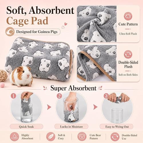 Grddaef Guinea Pig Fleece Blankets 6 Pieces Waterproof & Washable Small Animal Cage Liners Sleep Mat Bedding Pad for Hamster Chinchilla Rabbit Hedgehog (S-7.9 x 7.9 Inch) thumbnail 2