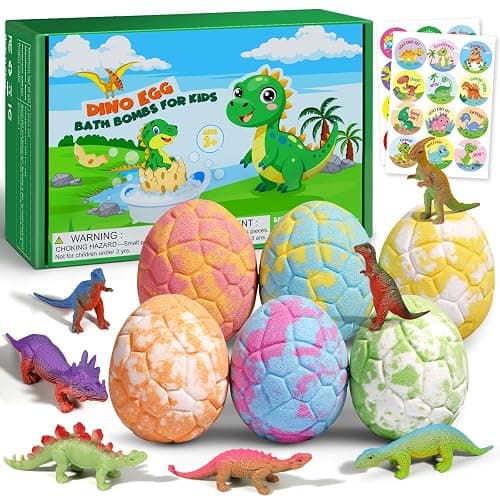 Bath Bombs for Kids with Dragon Toys Inside, Sanyi Dinosaur Toys Gifts for Kids 5-7, Dino Egg Fillers Bubble Bath Birthday Stocking Stuffers Christmas Gifts for Boys Girls Toddler - Image 1