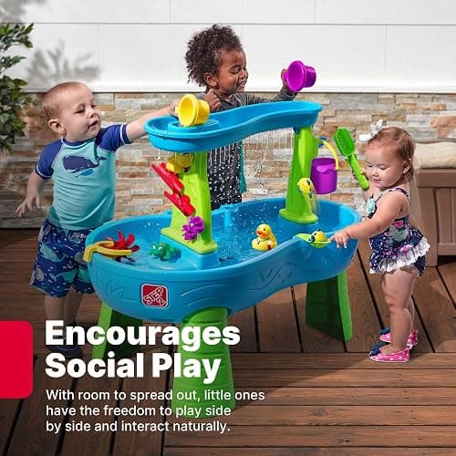 Step2 Rain Showers Splash Pond Water Table, Kids Water and Sand Activity Sensory Playset, Summer Outdoor Toys, 13 Piece Water Toy Accessories, For Toddlers 1.5+ Years Old, Blue & Green thumbnail 7