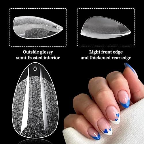 LoveOurHome 600pc Almond Nail Tips Extra Short Fake Nails Clear Press on Nails Short XS Stiletto False Nail Tip Full Cover Soft Gel Artificial Fingernails for Gel Acrylic Nails Extension thumbnail 2