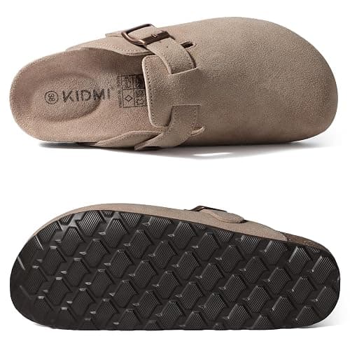 KIDMI Women's Genuine Suede Clogs Cork Footbed Sandals Leather Mules Potato Shoes with Arch Support thumbnail 6