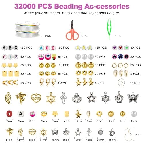 Redtwo 32000 Pcs Clay Beads Bracelet Making Kit | 9 Boxes 192 Colors Friendship Bracelet Kit Flat Polymer Heishi Beads for Jewelry Making, Crafts Gift for Girls Ages 6-12 thumbnail 4
