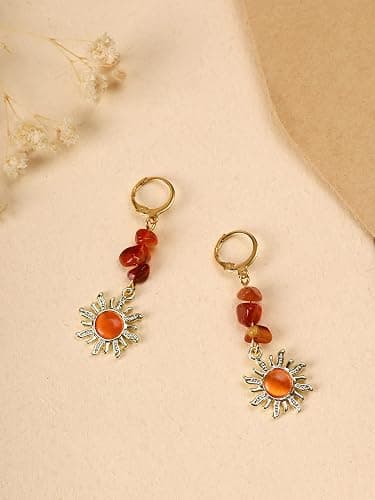 Sacina Boho Hippie Gothic Crystal Celestial Sun Earrings, Boho Earrings, Hippie Jewelry, Christmas Jewelry Gift For Women thumbnail 7