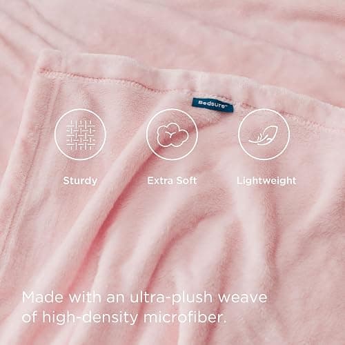 Bedsure GentleSoft Pink Fleece Throw Blanket for Couch - 300GSM Cozy Soft Blankets for Women, Cute Small Fleece Throws for Girls, Pink Home Decor Gifts, 50x60 Inches thumbnail 6