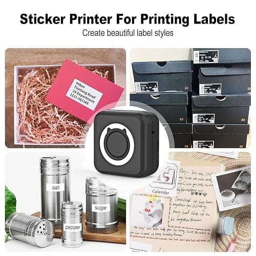 HUIJUTCHEN Mini Pocket Printer Portable Thermal Photo Printer with 10 Rolls Printing Paper for Android or iOS APP, Bluetooth Inkless Printer Labler Maker (Black) thumbnail 5