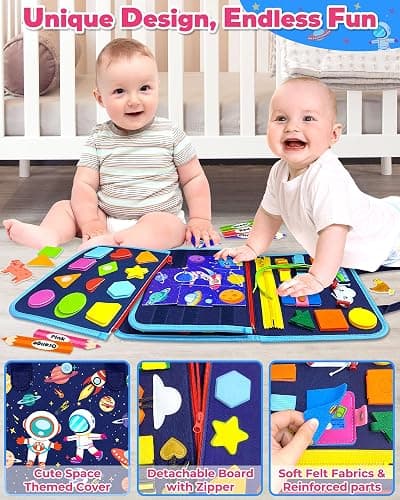 Gojmzo Busy Board Montessori Toys for Toddler Boy Birthday Gifts, Busy Book Sensory Toys for Toddlers, Learning Educational Toddler Travel Activities thumbnail 5