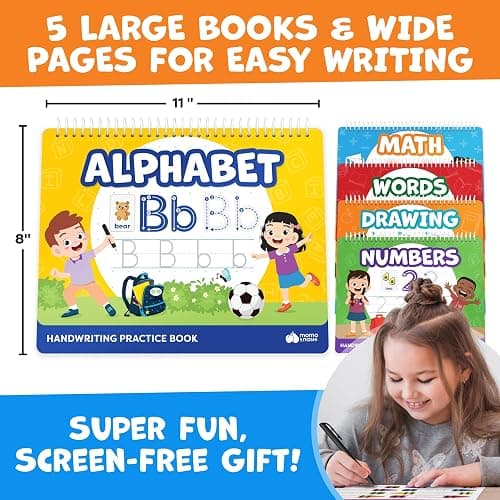 Magic Grooved Writing Practice for Kids - Grooved Handwriting Practice for Kids 5-7 8-10 Magic Copybooks - Tracing Books for Ages 3-5 - Preschool Learning Activities, 3 Year Old Boy Gift thumbnail 8