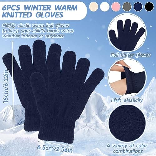 Suhine 18 Pcs Kids Winter Hat Gloves Scarf Set Warm Kids Knit Pom Beanie Hat Snow Gloves Neck Warmer Unisex for Gift thumbnail 4
