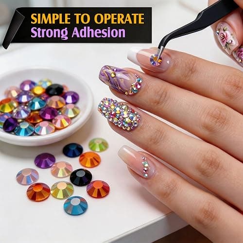 Artdone 60000Pcs Resin Rhinestones 3mm Jelly AB 40Colors Bedazzling Kit | Glitter DIY, Multicolor Crystal Diamond Pearls with 3Pcs 10ml B7000 Jewelry Glue for Bedazzled Nail Art Supplies Decoration thumbnail 5