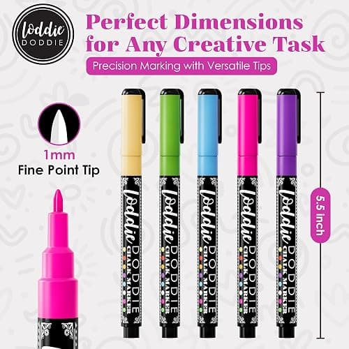 Loddie Doddie Liquid Chalk Markers - 24 Pack, 1mm Tip, Multicolor - Chalk Paint Finish - Vibrant Chalkboard Markers - Easy-Clean Wet Erase thumbnail 2