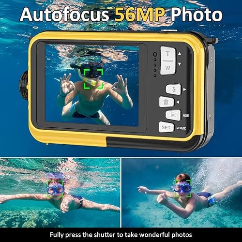 4K Digital Camera 16FT Underwater Camera with 32GB Card 64MP Autofocus Dual-Screen Selfie Waterproof Camera for Snorkeling Compact Floatable Point and Shoot Digital Camera 1250mAh Battery thumbnail 4