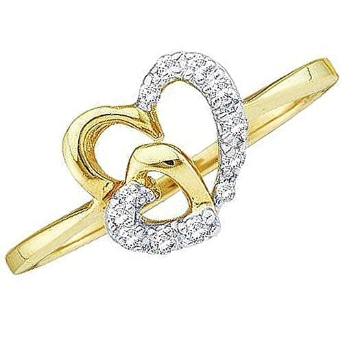 Dazzlingrock -Diamond Heart Ring | 0.11 Carat (ctw) | 1/8 Ctw | 10k Yellow Real Solid Gold - Image 1