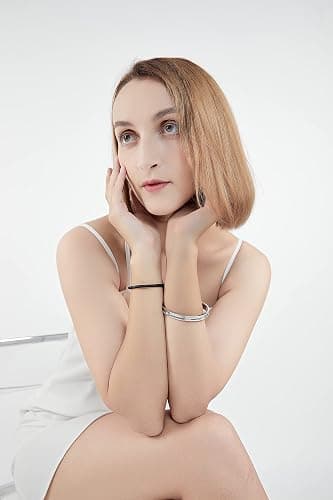 Zuo Bao Hair Tie Bracelet High Polishing Stainless Steel Grooved Cuff Bangle for Women thumbnail 5