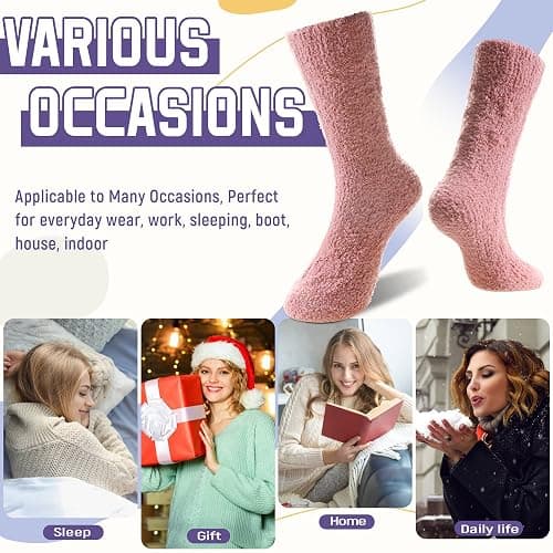 DoSmart Fuzzy Socks For Women Slipper Warm Fluffy Soft Winter Cozy Plush Cabin Sleep Christmas Home Socks thumbnail 6