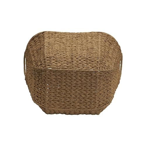 Household Essentials Natural Paper Rope Basket with Handles, Natural Woven Woven Storage Basket, Great for Decoration or Organization thumbnail 7