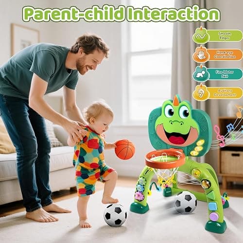 Marstone Baby Boy Toys for 1 2 3 Year Old Gifts: Toddler Basketball Hoop and Soccer Goal Activity Center Toys with Sound and Music for Kids, Girls 1-3, Interactive 1st First Birthday Present thumbnail 6