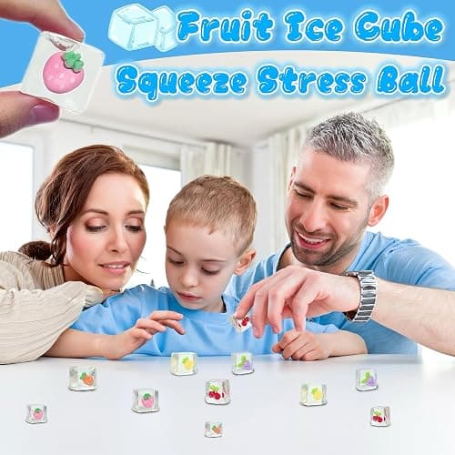 5-Pack Fruit Ice Cube Taba Squishy Mochi Toys, Kawaii Squishies, Fruit Squeeze Stress Balls, Sensory Ice Cube Squishy Mochi Fidget Toy for Kids, Birthday Gifts, Party Favors thumbnail 5