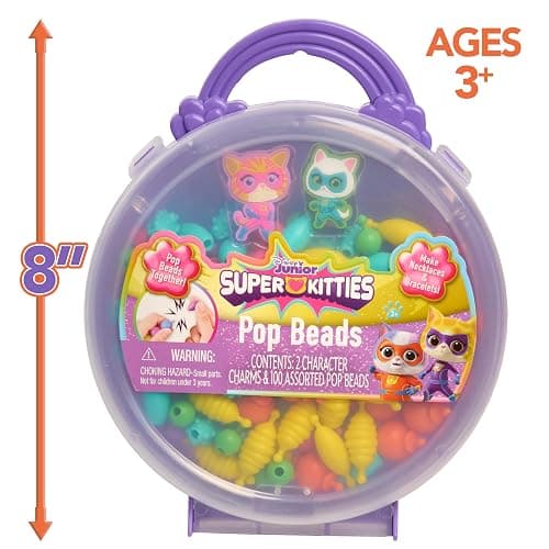 Disney Junior SuperKitties Pop Beads Jewelry Kit – 100 Pop Beads & 2 Character Charms, Easy Snap-On Necklace & Bracelet Craft Set for Kids Ages 3+ thumbnail 4