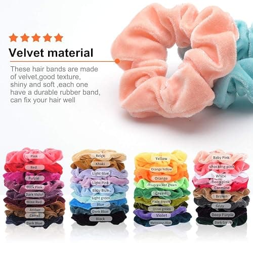 Hcimooy 36 Pcs Velvet Hair Scrunchies, Hair Ties for Women Girls (36 Colors) thumbnail 2