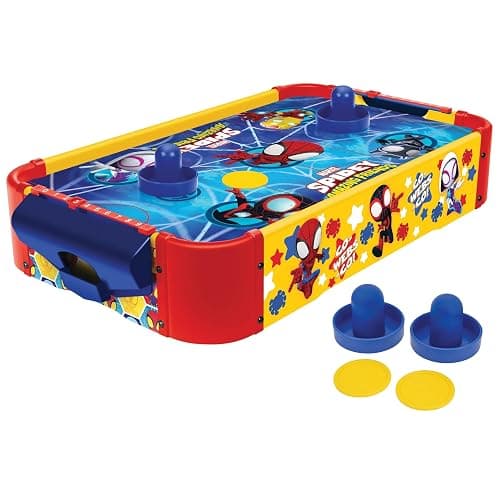 World Tech Toys Marvel Spidey and His Amazing Friends Air Hockey Table for Kids - Wooden Tabletop Game with Puck, Pushers & Air Flow System - Marvel Licensed - Kids 4+ - Image 1