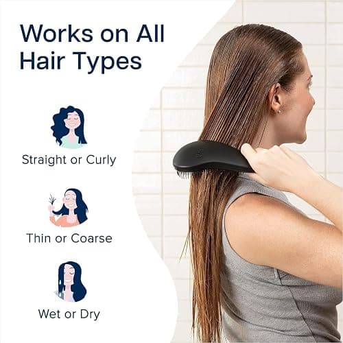 Crave Naturals Biggie Glide Thru Hair Brush - Detangler Brush for Curly, Straight, Wet or Dry Hair - Gentle Detangling Brushes for Adults, Kids, Toddlers - Hair Accessories for Women, 8.4x3.4 - Black thumbnail 4