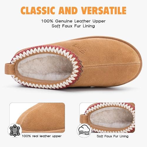 FITORY Women's Suede Slipper | Flat Short Mini Boots with Fur Fleece | Winter Casual Comfort Shoes thumbnail 5