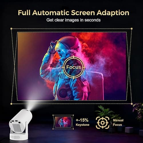 WellSonic Mini Projector with WiFi and Bluetooth, Portable Projector 4K Support, Android 11, 5W Soundbase Speaker, 180° Rotation, Auto Keystone Correction, Smart Proyector for Movie Home Outdoor thumbnail 4