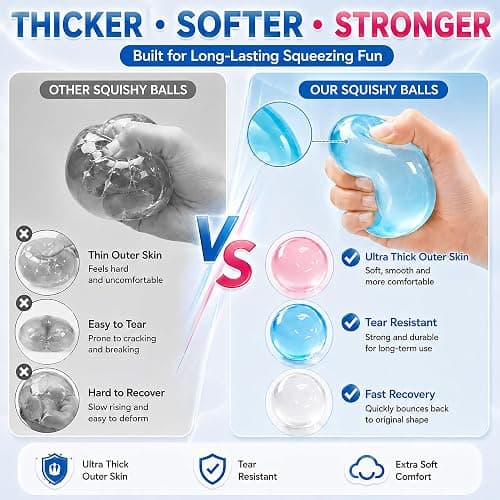 3pcs-Oil Coconut Oil Squishy Stress Ball for Stress Anxiety Relief | Super Soft Squishies Clear Fidget Squeeze Toy Fidget Toys for Kids Adult, Partay Favors thumbnail 5