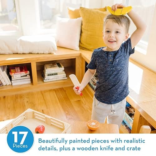 Melissa & Doug Wooden Cutting Fruit Toy Food Set & Pretend Play Kitchen Accessories, Preschool Learning Toys for Girls & Boys 3+ thumbnail 3