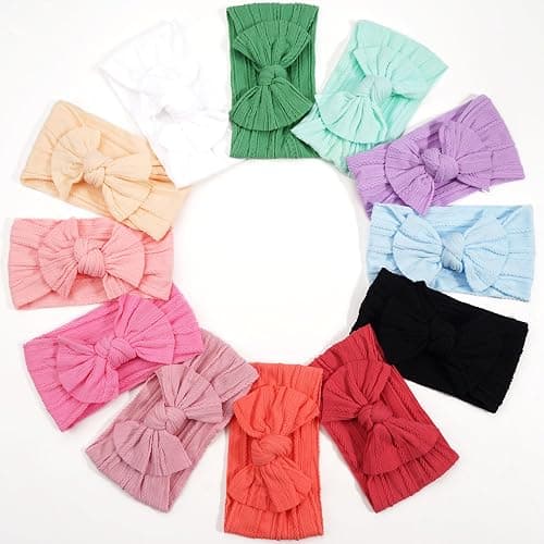 CÉLLOT Super Stretchy Soft Knot Headbands with Hair Bows Head Wrap Hair Accessories For Newborn Baby Girls Infant Toddlers Kids thumbnail 7
