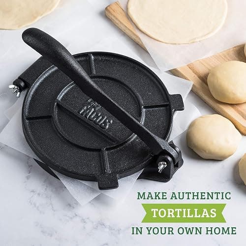 Chef Tacos Authentic Cast Iron Tortilla Press, Roti Maker, Heavy Duty Tortillera Pataconera, Pre-Seasoned Corn or Flour Presser, Taco Maker, Taco Shaper (8-Inch) thumbnail 5