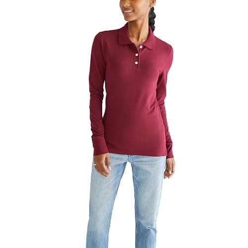 AEROPOSTALE Women's Uniform Polo Long Sleeve - Image 1