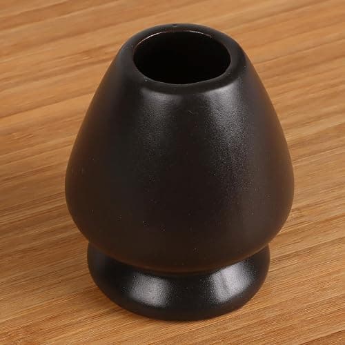 Matcha Tea Bamboo Whisk And Ceramic Rest 2 Piece Set - Black Holder thumbnail 2