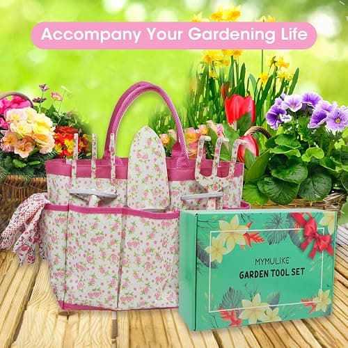 MYMULIKE Gardening Tools for Women, 26 Pieces Garden Tools Set, Gardening Gift Set with Storage Bag, Gloves,Gardening Supplies- Butterfly Decors and Colorful Planting Tags Included thumbnail 8