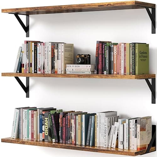 VMROF Long Wall Shelves, 36 Inches Floating Book Shelves, Hanging Book Shelves for Wall, Long Large Deep Floating Shelves for Kitchen Bedroom - Image 1