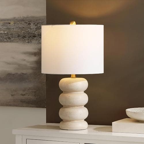 SAFAVIEH Lighting Collection Coco Cream/Brass Gold 22-inch Stacked Table Lamp for Bedroom, Living Room, Home Office, Desk, Nightstand (LED Bulb Included) - Image 1