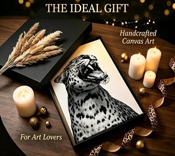 Cheetah Roaring Canvas Wall Art Black White Cheetah Print Funny Vintage Leopard Painting Picture Wall Decor Fashion Aesthetic Artwork for Dorm Bedroom Home Decoration 12x16in Framed thumbnail 5