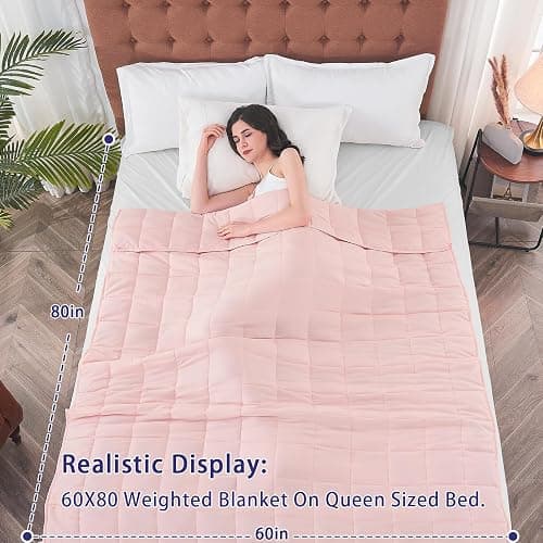yescool Weighted Blanket for Adults (20 lbs, 60” x 80”, Pink) Cooling Heavy Blanket for Sleeping Perfect for 190-210 lbs, Queen Size Breathable Blanket with Premium Glass Bead, Machine Washable thumbnail 3