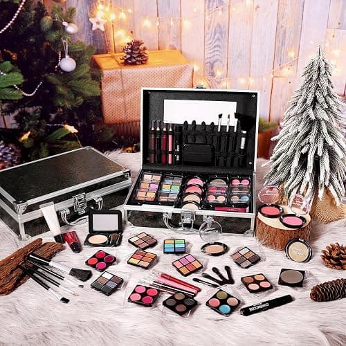 Makeup Kit for Teen Girls & Women Full Kit, Beauty Train Case with Starter Cosmetics Set, Make Up Valentine's Gift Box with Eyeshadow,Lipgloss,Highlight,Blush,Lip&Eye Pen,Brush & More(GoldenBrown) thumbnail 2