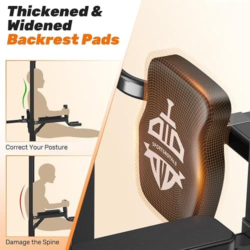 Sportsroyals Power Tower Pull Up Bar Station, 450LBS Stable Pull Up Dip Station for Home Gym Strength Training Equipment | FED Fitness thumbnail 5