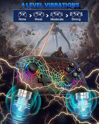 Switch Controller, Wireless Pro Controller Compatible with Nitendo Switch/Switch 2/Switch Lite/Switch OLED, Switch Controller Pro, Rechargeable Switch Remote Gamepad with 6-Axis Gyro,10 LED Light thumbnail 3