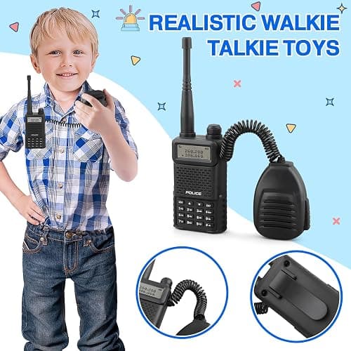 IVENRXIU Police Toys, Police Pretend Play Toys for Dress Up, Role Play Set with Police Accessories, Handcuffs, Warning Light, Police Badge, Birthday Halloween Christmas Gifts thumbnail 5