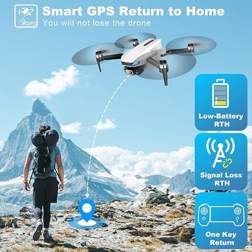 GPS Drone with Camera for Adults, 2K HD GPS Drones with Auto Return, Follow Me, Circle Fly, Waypoint Fly, Optical Flow, Brushless Motor, Foldable 5G Transmission FPV Quadcopter thumbnail 2