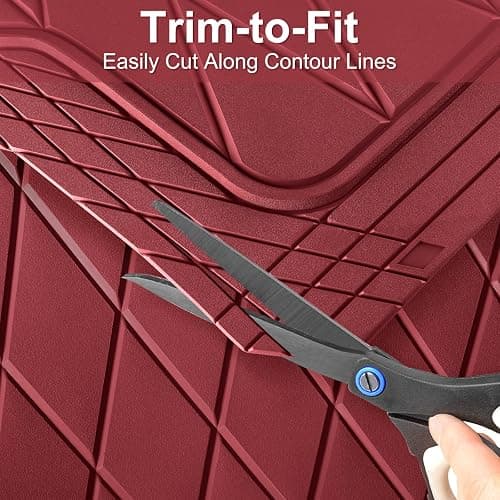 CAR PASS Heavy Duty Rubber Car Floor Mats, Waterproof Universal Trim-to-Fit Car Mats All Weather Floor Mats for SUV Truck Sedan, Premium Auto Floor Mats Full Set 3 Piece Anti-Slip, All Burgundy Red thumbnail 9
