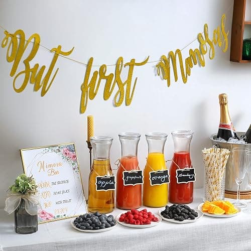 NETANY Set of 4 Glass Carafe with Lid, 1 Liter Beverage Serveware Carafe, Clear Glass Pitcher for Mimosa Bar, Brunch, Cold Water, Juice, Milk, Iced Tea, Lemonade thumbnail 2
