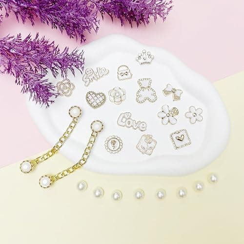 Bling Shoe Charms for Women, Sparkle Rhinestones Shoe Decoration Charms, Girly Shoe Chains for Clog Sandals, DIY Shoe Accessories for Party Favor - White thumbnail 5